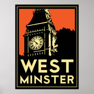 london westminster england art deco retro poster