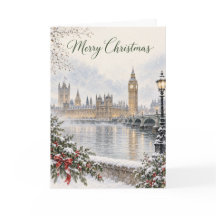 London Westminster Watercolour Merry Christmas Hol