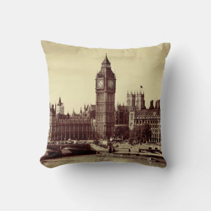 London Westminster with Big Ben and bridge. old,lo Cushion
