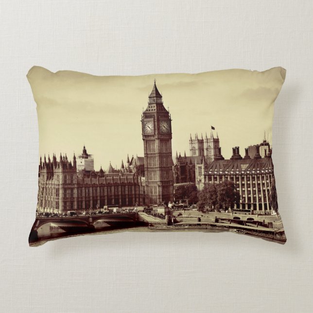 London Westminster with Big Ben and bridge. old,lo Decorative Cushion (Front)