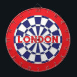 LONDON White, Navy Blue And Red (editable text) Dartboard<br><div class="desc">LONDON White, Navy Blue And Red Coloured Dart Board Game Including 6 Brass Darts. You may edit text by selecting the personalisation option 🎯Please let me know if you have additional questions and because Zazzle's customer support handles the customer experience you may reach Zazzle customer support by chat, phone or...</div>