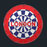 LONDON White, Navy Blue And Red (editable text) Dartboard<br><div class="desc">LONDON White, Navy Blue And Red Coloured Dart Board Game Including 6 Brass Darts. You may edit text by selecting the personalisation option 🎯Please let me know if you have additional questions and because Zazzle's customer support handles the customer experience you may reach Zazzle customer support by chat, phone or...</div>