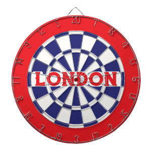 LONDON White, Navy Blue And Red (editable text) Dartboard