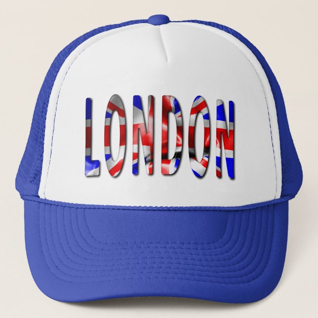 London Word With Flag Texture Trucker Hat (Front)
