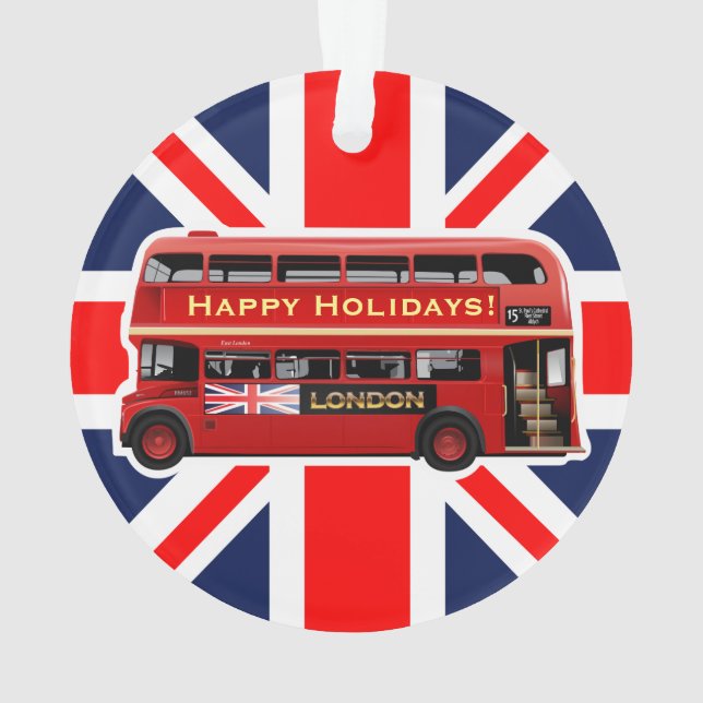 London's Famous Red Bus Ornament (Back)