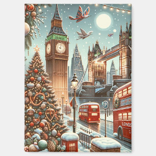 London's Festive Splendor - Vibrant Christmas Car Magnet
