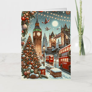 London's Festive Splendour - Vibrant Christmas Car Foil Greeting Card