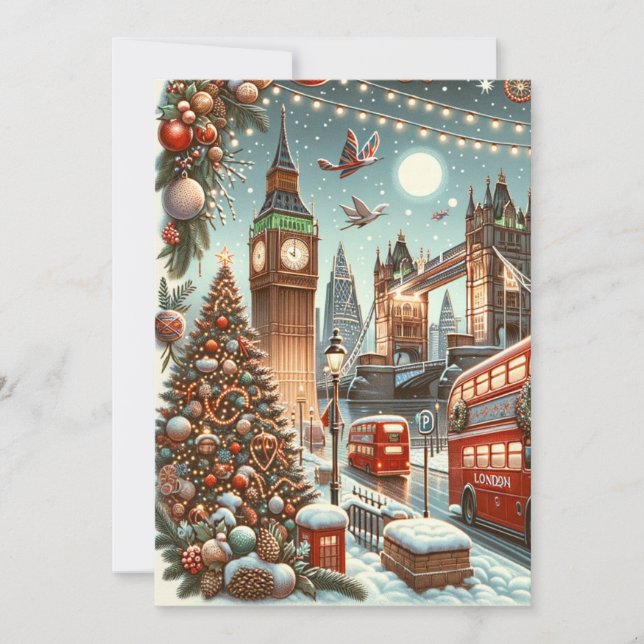 London's Festive Splendour - Vibrant Christmas Car Holiday Card (Front)