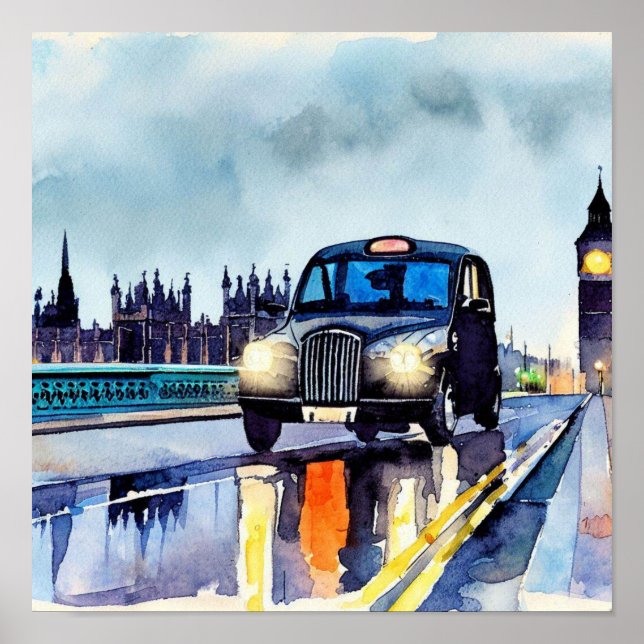  London's Iconic Black Taxi Cabs, (B) Poster (Front)
