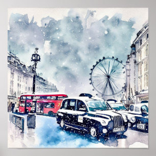  London's Iconic Black Taxi Cabs, (F) Poster