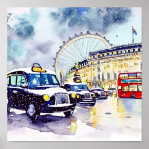  London's Iconic Black Taxi Cabs, (G) Poster