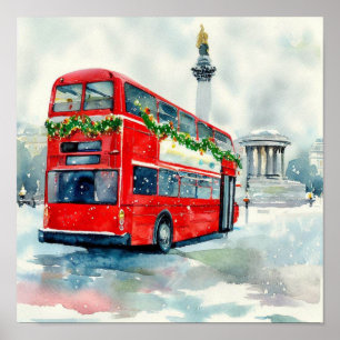  London's Iconic Red Double-Decker Buses, (B) Poster