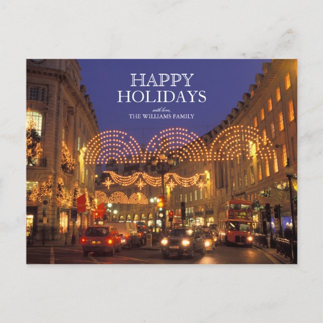 London's Regent Street at Christmastime Holiday Postcard (Front)