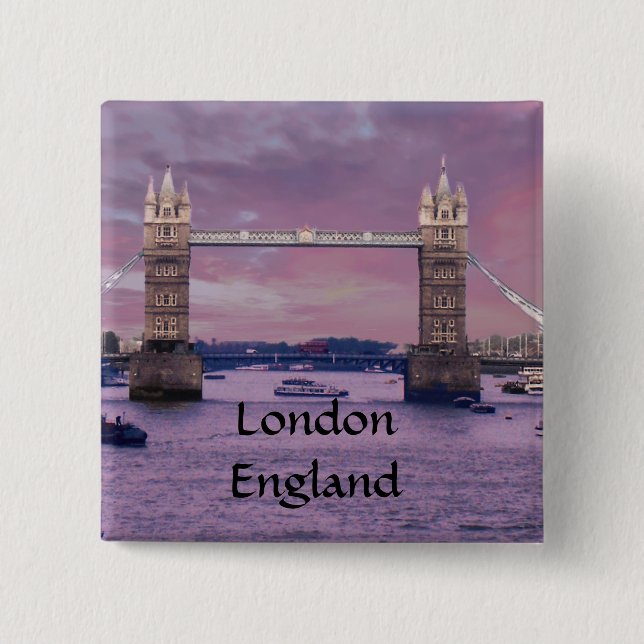 London's Tower Bridge 15 Cm Square Badge (Front)