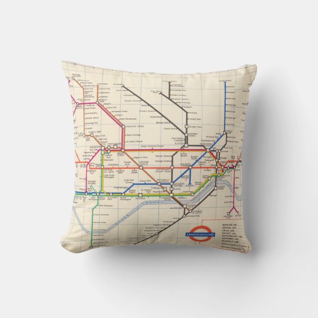 London's Underground Map Cushion (Front)