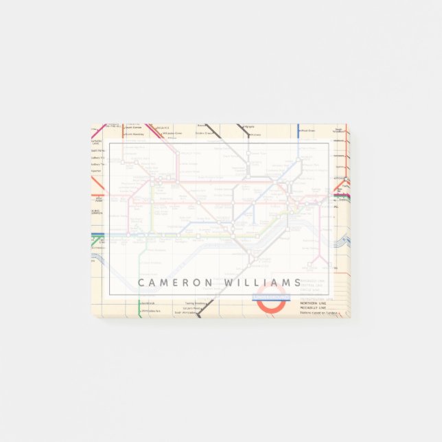 London's Underground Map Post-it Notes (Front)