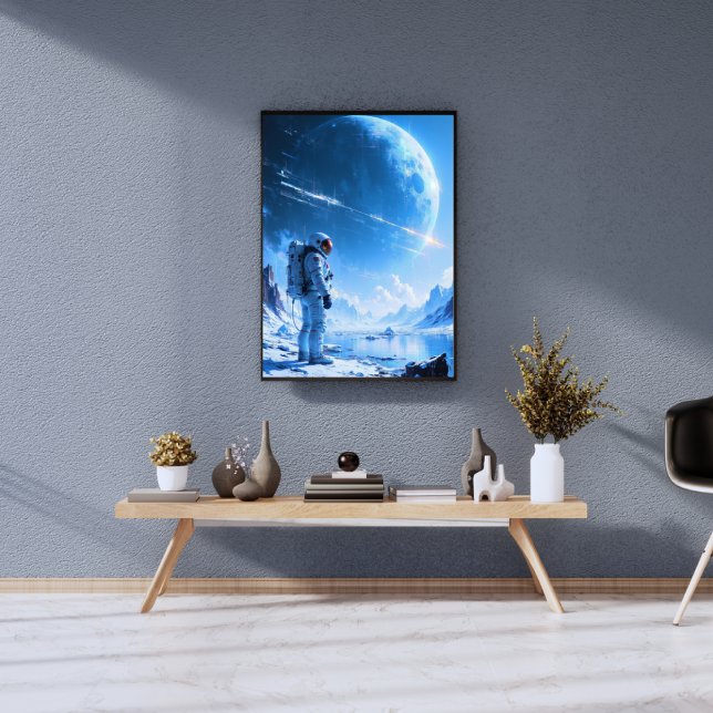 Lone Astronaut at Frozen Alien Ocean Oil Painting Poster (Creator Uploaded)