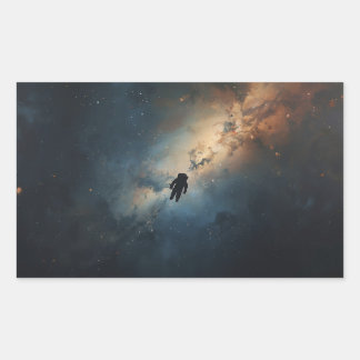 lone astronaut floating through the vastness  rectangular sticker