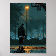 Lone Basketball Player at Night