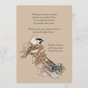 Lone Bird Bereavement Thank You Notecard