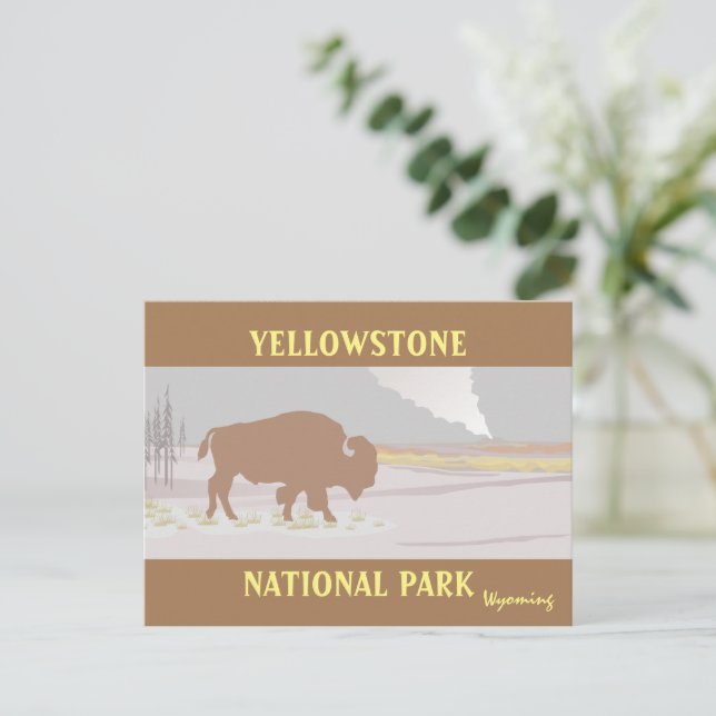 Lone Bison in Yellowstone National Park Postcard (Standing Front)