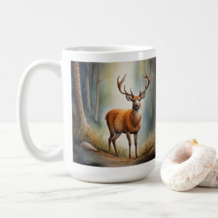 Lone Buck In Quiet Woods Wild Animal Coffee Mug