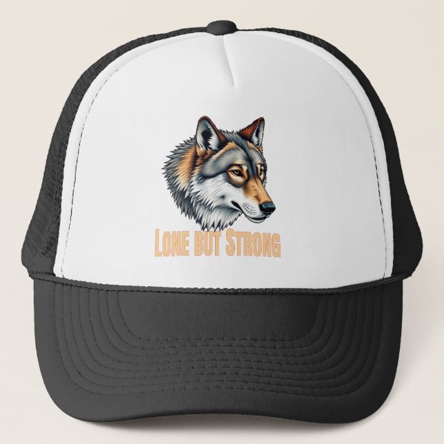 Lone But Strong Wolf Trucker Hat (Front)