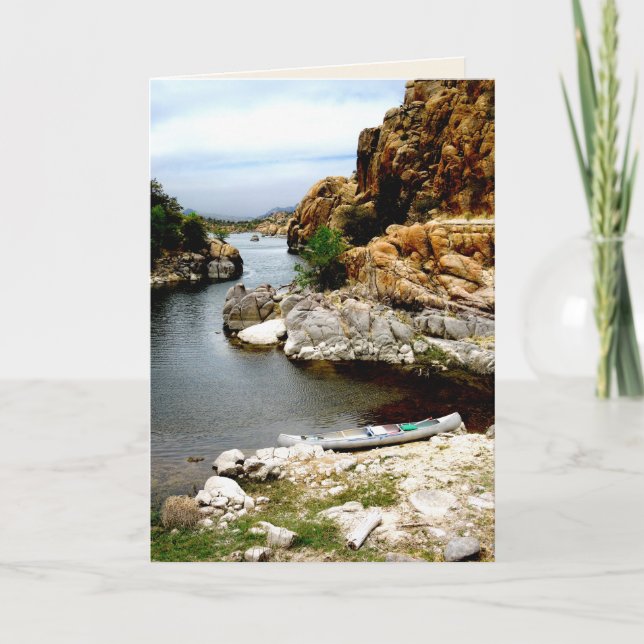 Lone Canoe, Blank Greeting Card (Front)