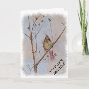 LONE CARDINAL IN A TREE CUSTOMIZABLE GREETING CARD