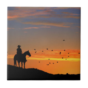 Lone Cowboy Art Tile