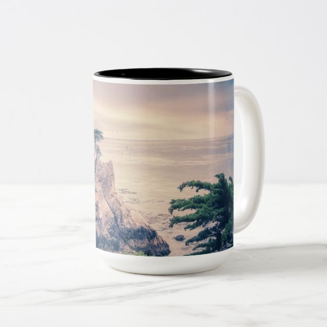 Lone Cypress Pebble Beach Two-Tone Coffee Mug (Front Right)