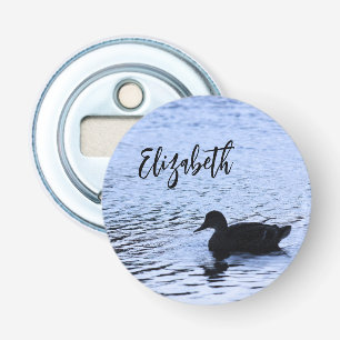 Lone Duck Wildlife Lake Water Ripples Photography Bottle Opener