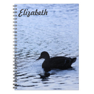 Lone Duck Wildlife Lake Water Ripples Photography Notebook