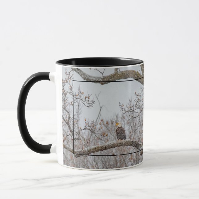 Lone Eagle In Snow Squall Mug (Left)