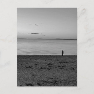 Lone Figure Standing on Ocean Beach Photo Postcard