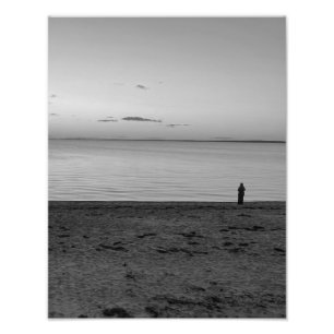 Lone Figure Standing on Ocean Beach Photo Print