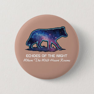 Lone Galaxy Wolf Silhouette (Echoes of the night) 6 Cm Round Badge