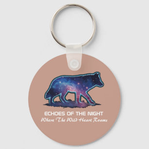 Lone Galaxy Wolf Silhouette (Echoes of the night) Key Ring