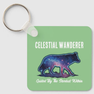 Lone Galaxy Wolf Silhouette Key Ring