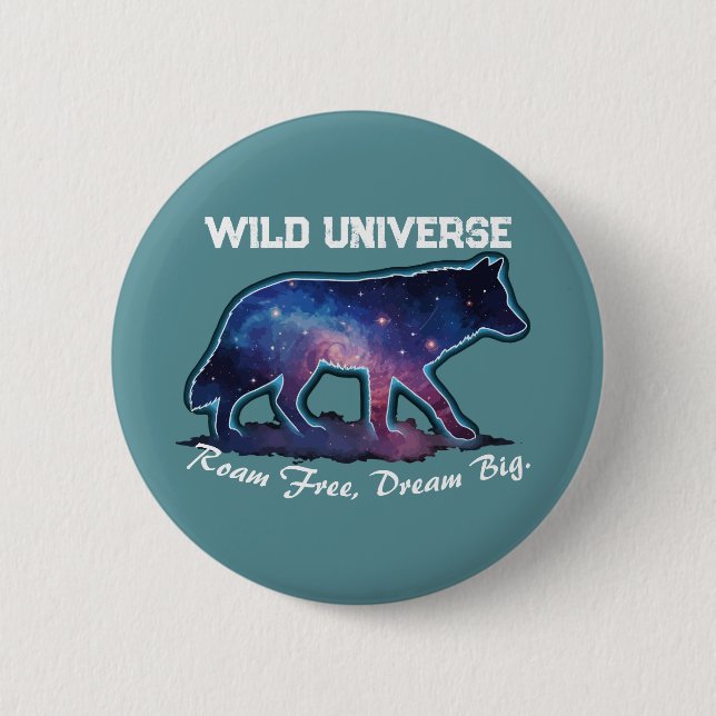 Lone Galaxy Wolf Silhouette (wild universe) 6 Cm Round Badge (Front)
