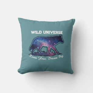 Lone Galaxy Wolf Silhouette (wild universe) Cushion