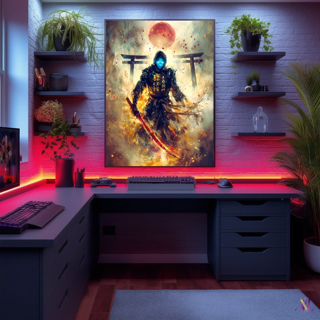 Lone Ghost Ronin – Spectral Samurai Fire & Shadows Poster (Creator Uploaded)