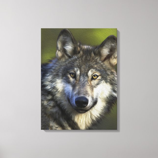 Lone Grey Wolf Canvas Print (Front)