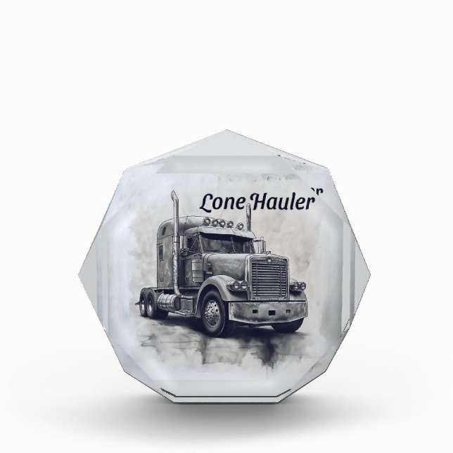 "Lone Haulier – Bold Charcoal Bobtail Truck Art Pr Photo Block (Front)