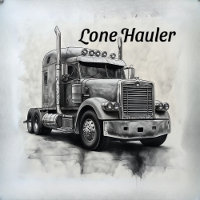 "Lone Haulier – Bold Charcoal Bobtail Truck Art Pr