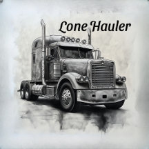 "Lone Haulier – Bold Charcoal Bobtail Truck Art Pr