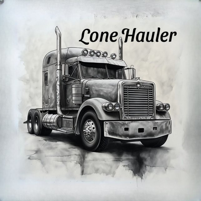 "Lone Haulier – Bold Charcoal Bobtail Truck Art Pr Photo Block (Creator Uploaded)
