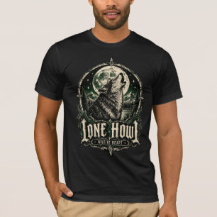 Lone Howl Gothic Wolf Full Moon Wild at Heart T-Shirt
