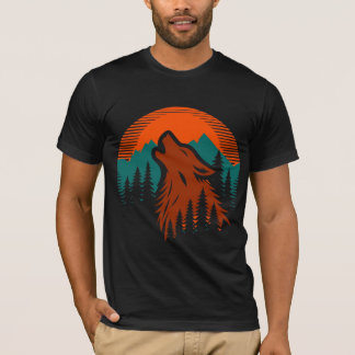 Lone Howl in the Pines – Bold Wolf & Wilderness Ar T-Shirt
