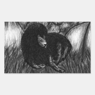 Lone Lion Rectangular Sticker